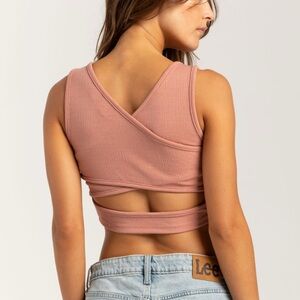 Roxy Pink Wrap Crop Top